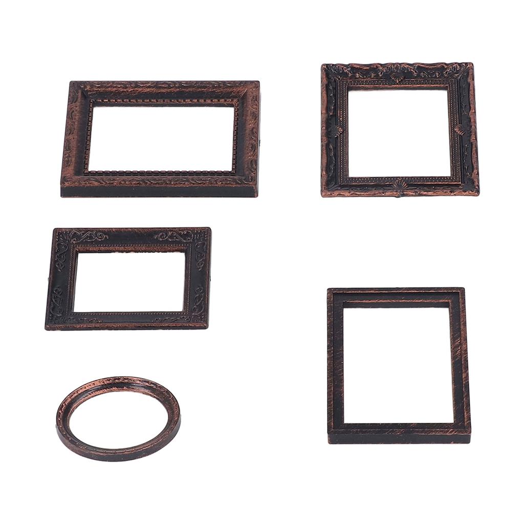 Miniature Picture Frame Vintage Lifelike Exquisite Mini Photo Frame for 1/12 Dollhouse 5pcs