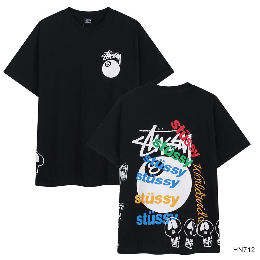 Stussy Летняя новая футболка из высококачественного хлопка с круглым вырезом для мужчин и женщин 2025 года, классический логотип с новым рисунком, парная футболка