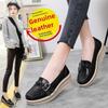 Туфли-качалки из натуральной кожи с толстой подошвой на платформе и танкетке для женщин среднего возраста, туфли для мам больших размеров