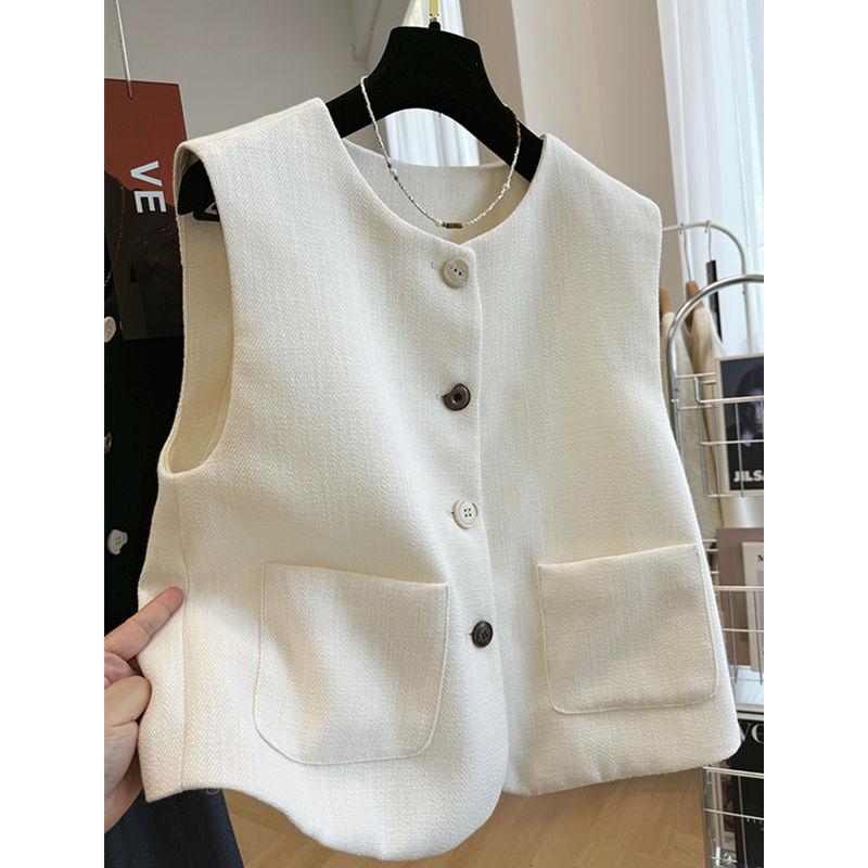 Жилет-пальто во французском стиле для женщин, весна-осень, безрукавка, верхняя одежда