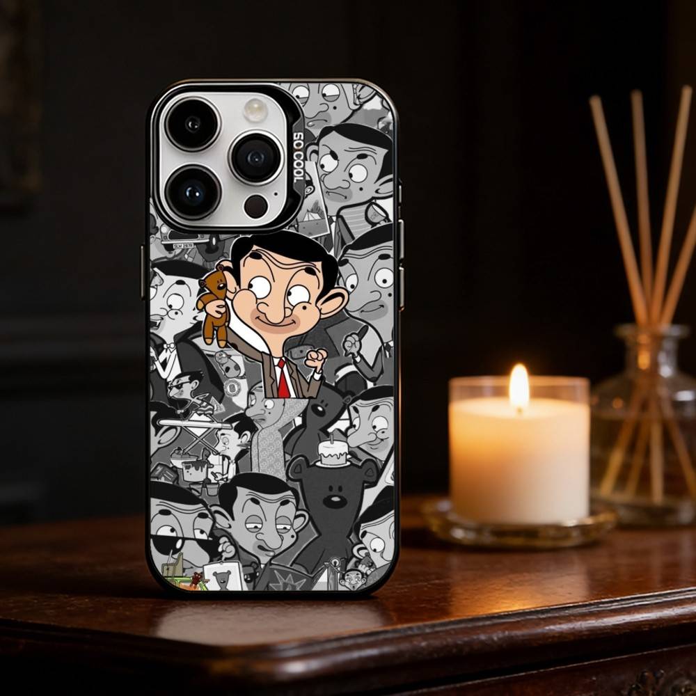 Чехол для телефона C-Classic M-Mr B-Bean для iPhone 17,16,15,14,13,12,11, Pro Max, Plus Конфетный серебристый чехол