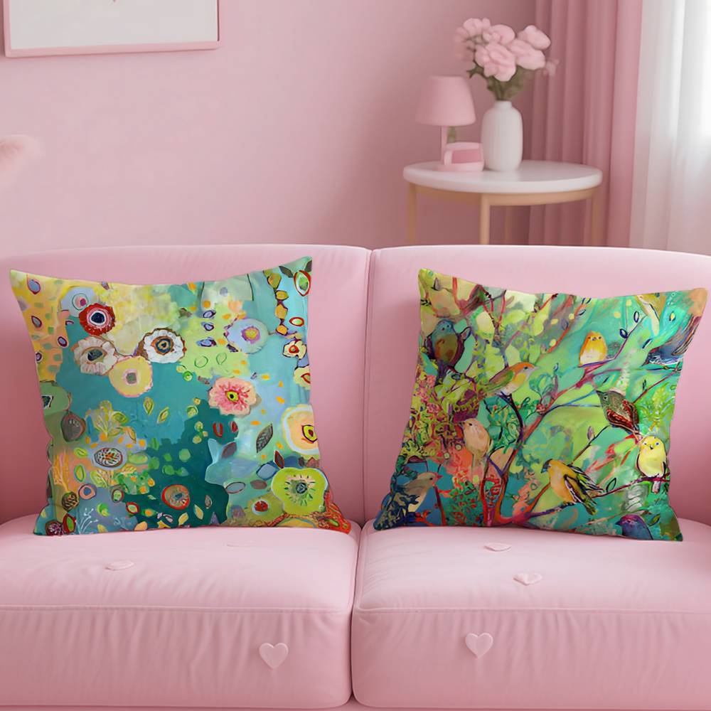 Abstract Paint Colorful Pillow Case Anti-dustmite Pillow Invisible zipper silky short plush Sofa cushion cover