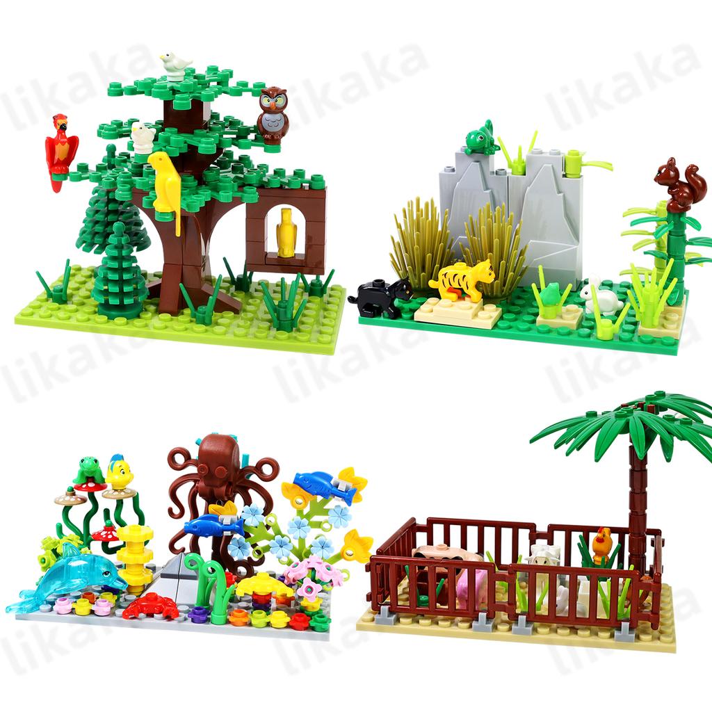 Городские фермерские животные, строительные блоки, природа, животные, рыба, выдра, MOC, подводный мир, рыба, дельфин, осьминог, набор, игрушки для детей, подарок