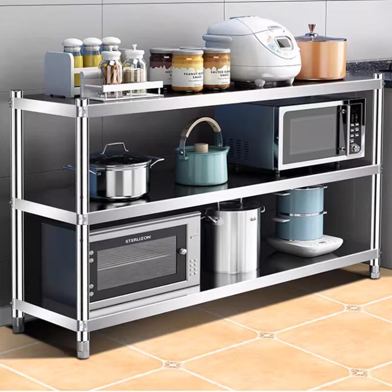 3-Tier Stainless Steel Floor-Standing Kitchen Storage Rack