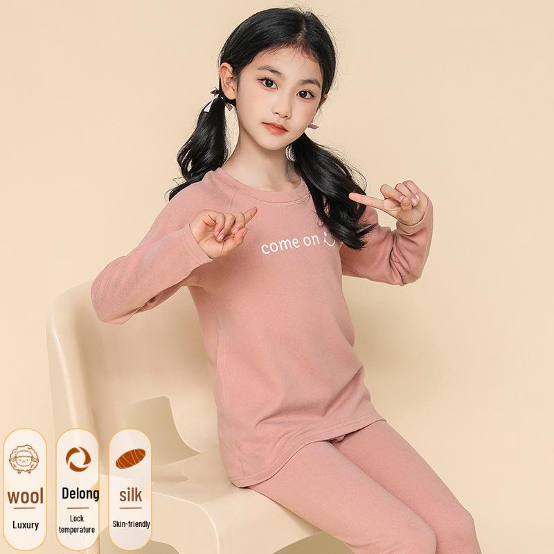 Девочки, утолщенный велюровый пижамный комплект: Теплая осенне-зимняя пижама для подростков и детей