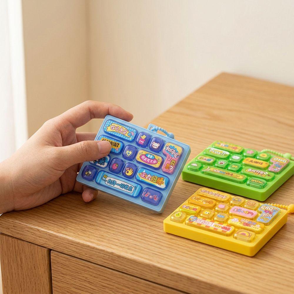Cartoon 14 Key Fidget Keyboard Charm Plastic Fingertip Button Keyring Travel Use