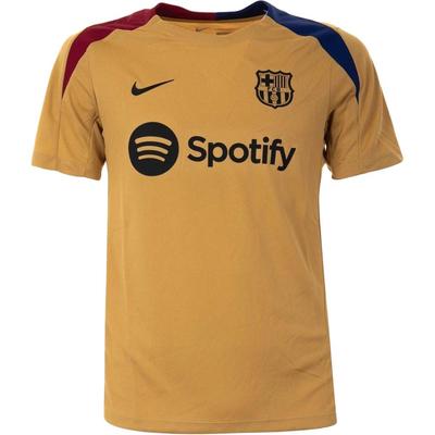 X Футбольный клуб Барселона Dri-Fit FCB MNK DF STRK SS Топ Дышащий пуловер с коротким рукавом Футбольная футболка Мужские топы Коричневый FN9816-717
