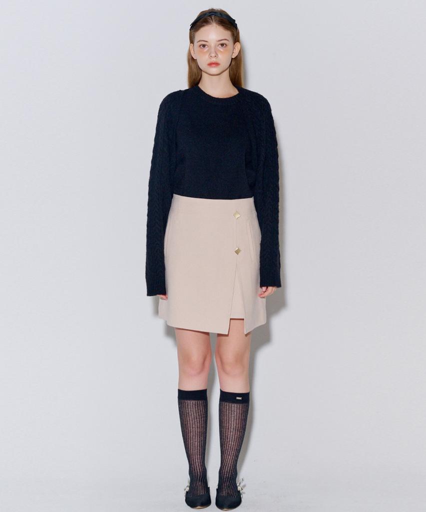 Opening Sunshine Brushed Slit Mini Skirt Light Beige