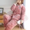 Милый теплый стеганый хлопок можно носить на улице трехслойная пижама женская зимняя домашняя одежда утолщенная сезонная большого размера