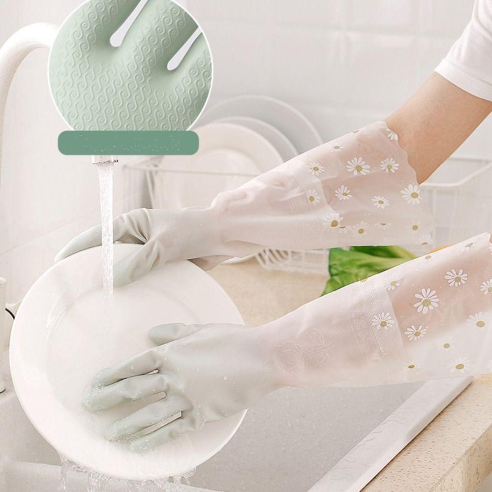 Waterproof Durable Kitchen Clean Tool Dishwashing Gloves Household Scrubber Cleaning Gloves