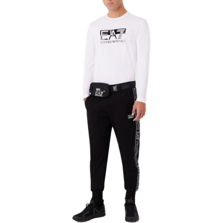 Emporio Armani Мужская футболка EA7 с принтом букв, круглым вырезом и длинным рукавом, топ Белый 6RPT64PJ03Z0100