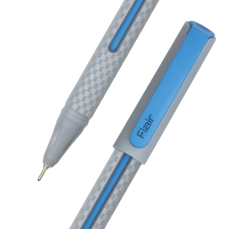 FLAIR Yolo 0.6mm Ball Pen Pack of 1 x 10 pen | Smooth Blue Ink Pens for Office, School & Home Writing