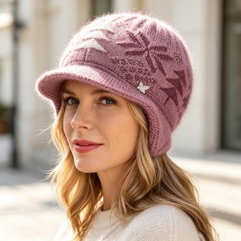 Windproof Knitted Hat Fleece Lined Beanie Hat Comfortable Winter Hat Women