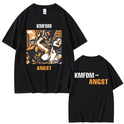 Футболка с графическим принтом Rock Band Kmfdm Tour 97 Летняя Мужская Женская Винтажная Готическая Панк Уличная одежда Мужская Повседневная Чистый Хлопок