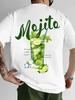 Mojito Cocktail Pattern Printed T-shirt Men Beach Vacation Short Sleeved Tops Summer Men's T Shirts Casual Street Unisex Tees