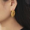 Wind Twist Woven Hollow Geometric Earrings Personalized Fashion Design Copper Material Plated 18k Gold Earrings