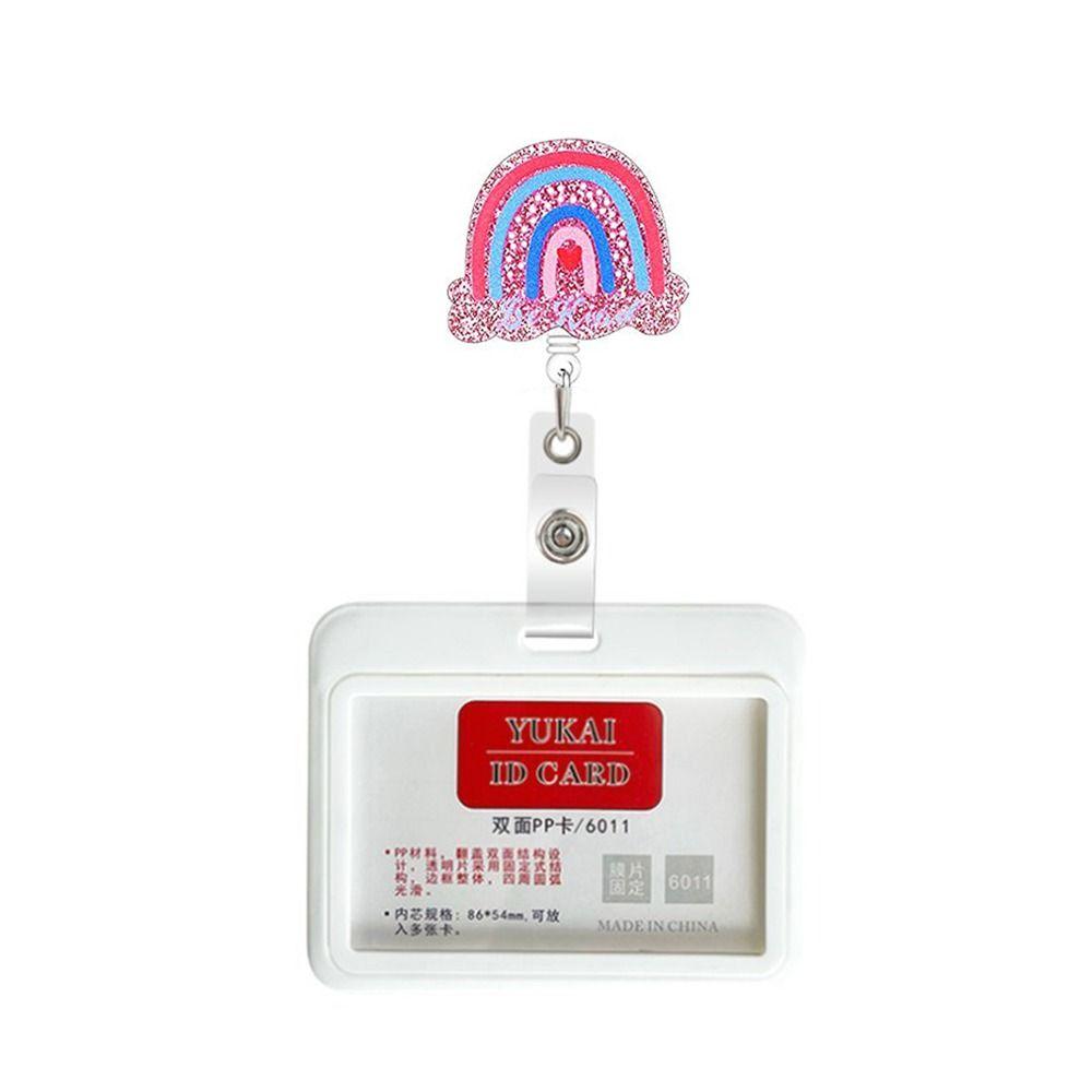 Glitter Acrylic Nurse Badge Holder Hospital Badge Holder ID Card Clips Retractable Badge Reel