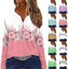 Women's T Shirt Tee Button Floral Print Long Sleeve Daily Weekend Fashion Basic V-Neck Regular Top