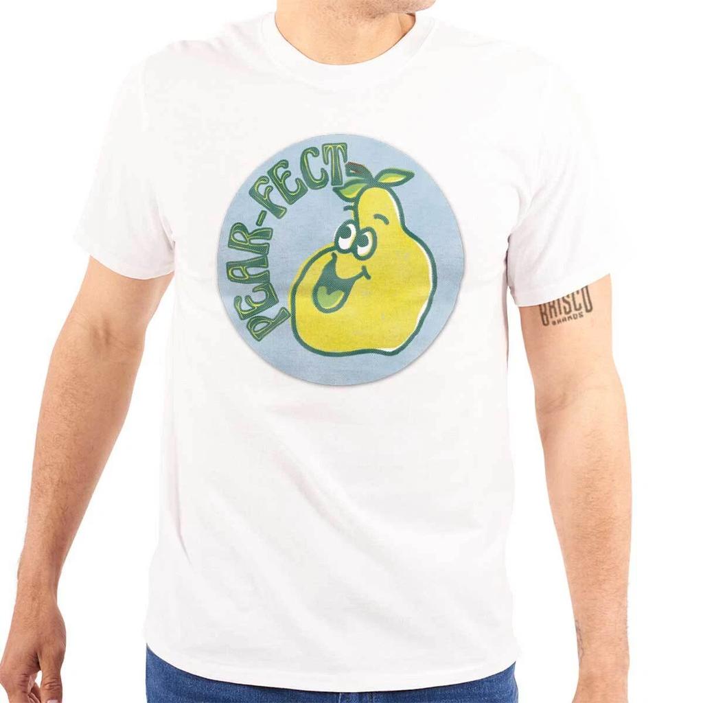 Funny Vintage Pear-Fect Fruit Pun Sticker Womens or Mens Crewneck T Shirt Tee