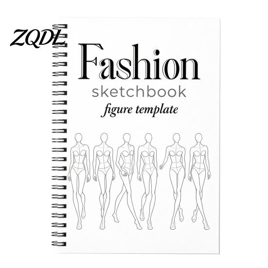 Art Supplies for Fashion Students Human Body Template Coloring Book, Spiral Bound 360 Degree Flat Spread Sketch Book Drawing Pad, Cotton Pulp