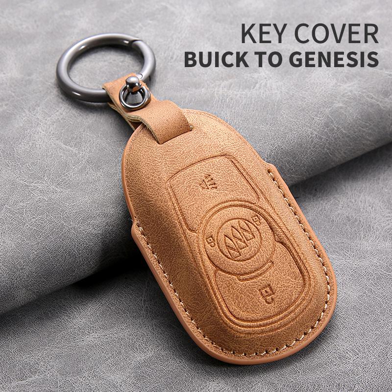 Leather Car Remote Key Case Cover Shell for Buick Verano Envision Avenir Lacrosse Regal Encore Excelle Enclave Anthem Cascada