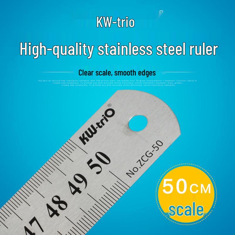 Линейка прямая из нержавеющей стали 50 см - Прочная металлическая линейка для деревообработки, учебы и офиса.