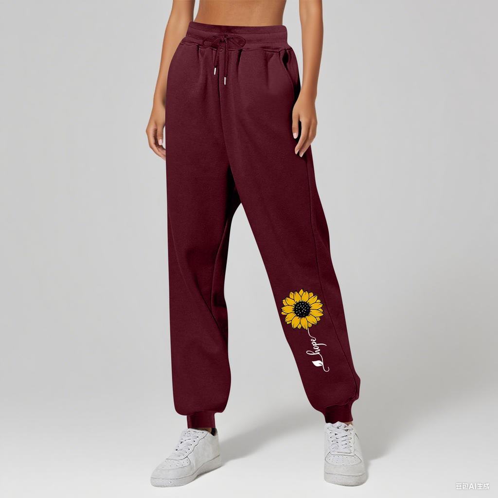 Ladies' Printed Unisex Casual Pocket Drawstring Pants