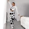 2025 Shien High-Waist Cow Pattern Casual Fur Trousers - Comfortable Autumn/Winter Pants