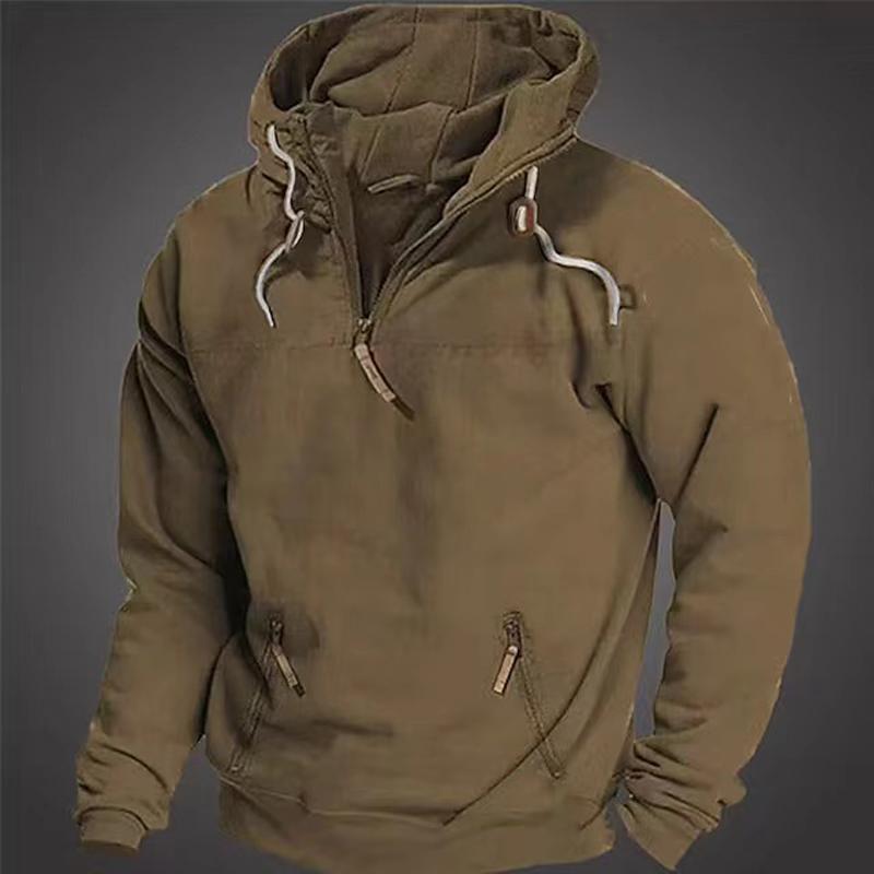 Men's Hooded Solid Color Sweatshirt Youth Sports Casual Loose Solid Color Sweatshirt Jacket