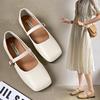Mary Jane Single Shoes Women's 2024 Korean Version of Spring and Autumn New Buckle Square Head Single Shoes Low Heel Doudou Single Shoes