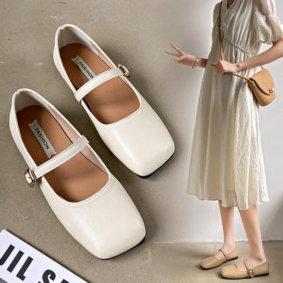 Туфли Мэри Джейн женские 2024 корейская версия весна-осень новые с пряжкой квадратный носок туфли-лодочки на низком каблуке туфли Doudou