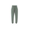Solid Color Elastic Waistband Cuffed Sports Pants Women Bottoms Silver Gray Green HR5088