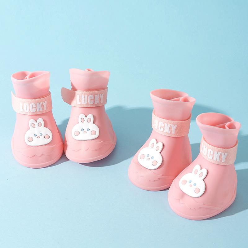 Собака Большая собака Золотистый ретривер Большая собака Мультфильм Силиконовые дождевики Нескользящие, износостойкие и водонепроницаемые туфли для домашних собак для выхода под дождь