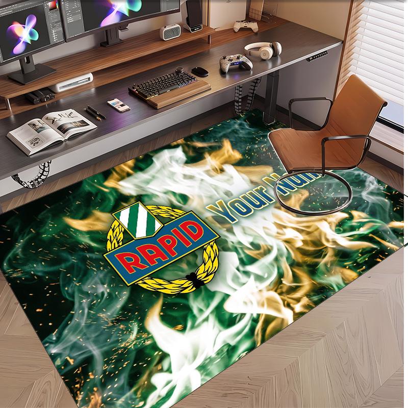 Personalized Crystal Velvet Carpet Rapid Wien FC Pattern Non Slip Floor Rug