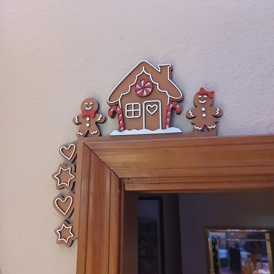 2 шт. Рождественские пряничные украшения на дверь, деревянный пряничный человечек, угловая табличка для дверной рамы, шкафа, полки, окна, стены, рождественский декор для дома, офиса, кухни
