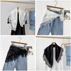 Lace Trim Shawls Solid Color Wraps Fashion Square Scarf  Beach