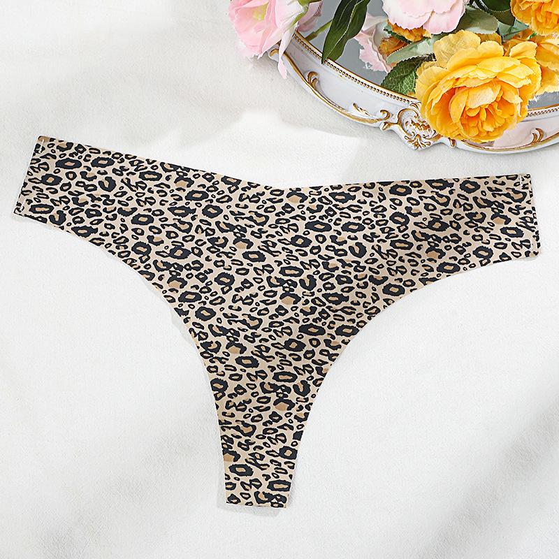 Сексуальные стринги большого размера с леопардовым принтом, низкая посадка, ледяной шелк, хлопковая ластовица - Европейский и американский стиль