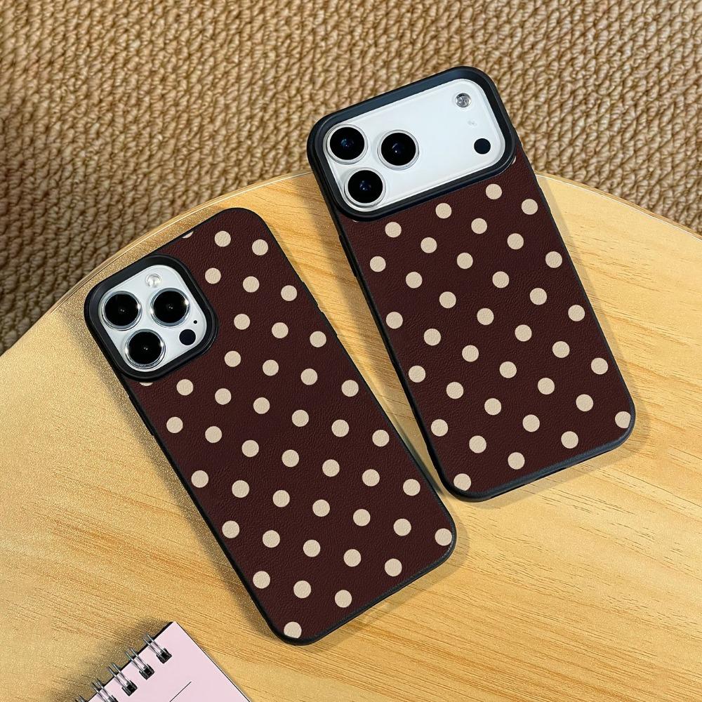 Ретро бежевый чехол для телефона в горошек, подходящий для iPhone17 16 15 14 13 12 11Pro/Max/Plus, противоударная задняя крышка
