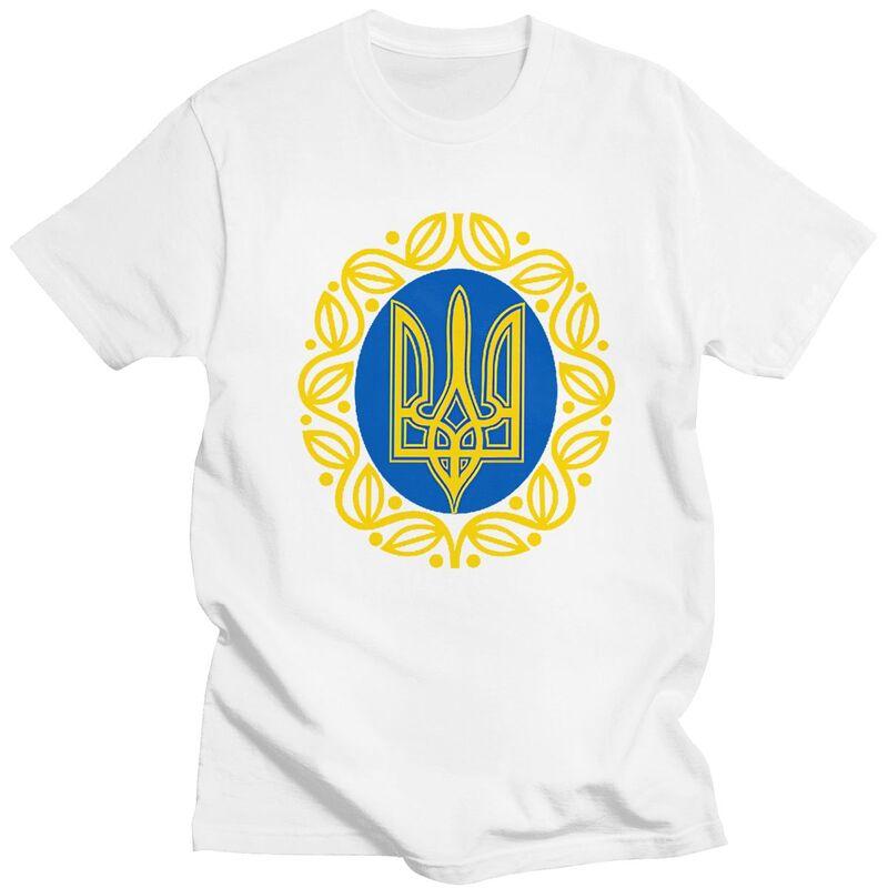 Мужская футболка с индивидуальным гербом и флагом Украины, короткий рукав, 100% хлопок, повседневная футболка, украинский трезубец, модная футболка