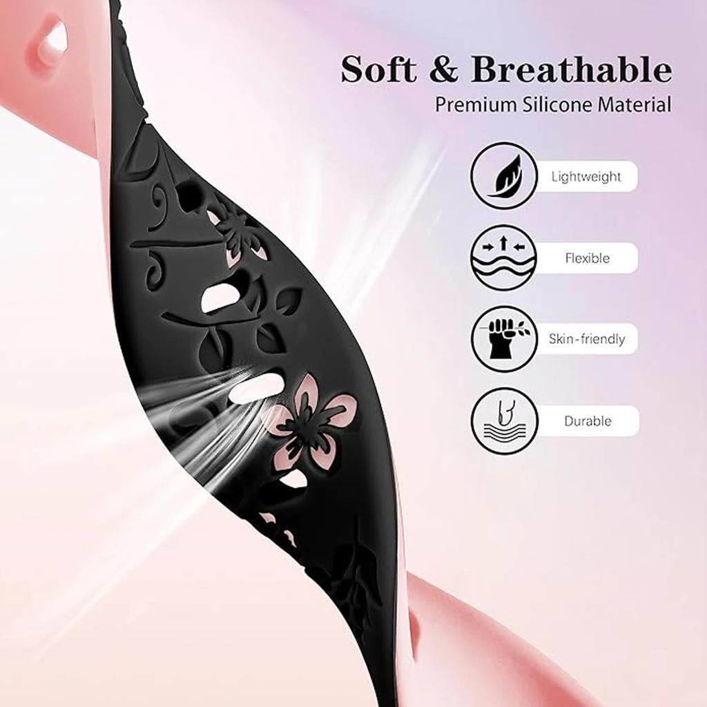 Женский силиконовый браслет с 3D гравировкой в виде цветка для умных часов Xiaomi Band 9 NFC, дышащий ремешок для Xiaomi Band 8 NFC