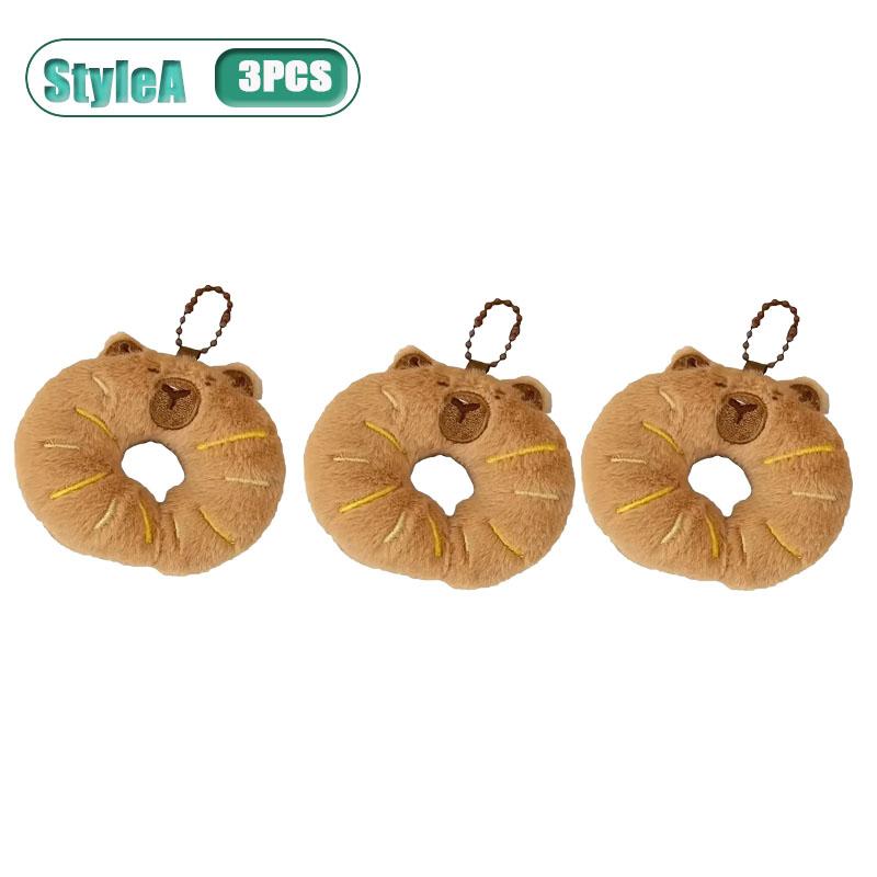 1-10PCS Adorable Capybara Plushie Keyring Funny Bread Topper Anime Style Fluffy Hanging Toy Cute Food Decor For Teens