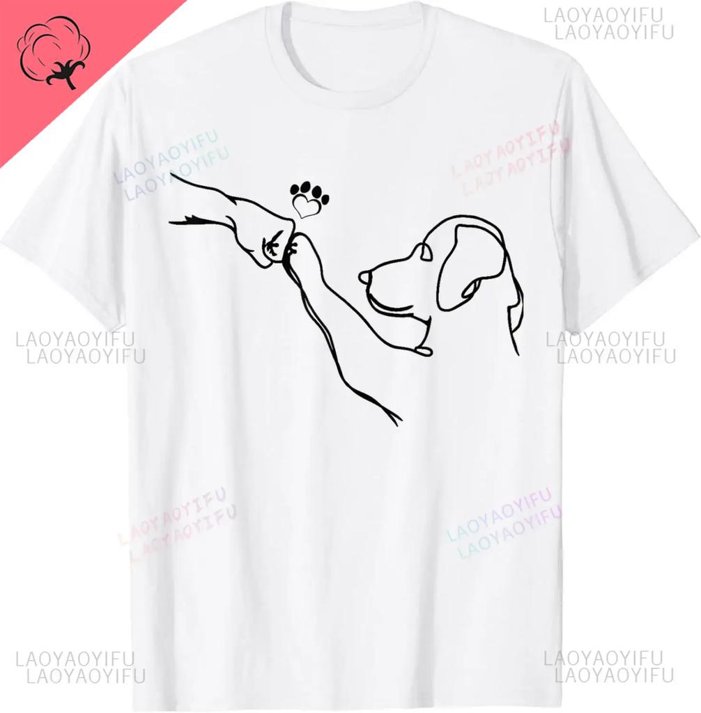 Dog and People Punch Hand Dog Man Friendship Bump Dog's Paw T-Shirt Men Women Clothing Pet Streetwear