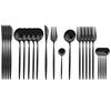24Pcs Flatware 304 Stainless Steel Dinnerware Set Black Cutlery Spoon Fork Knife Western Cutlery For Wedding Dishwasher Safety