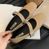 Fashion Spring New Flat Shoes Women's Fashion Square Head Shallow Mouth Rivets Line with Soft Sole Non-slip Single Shoes