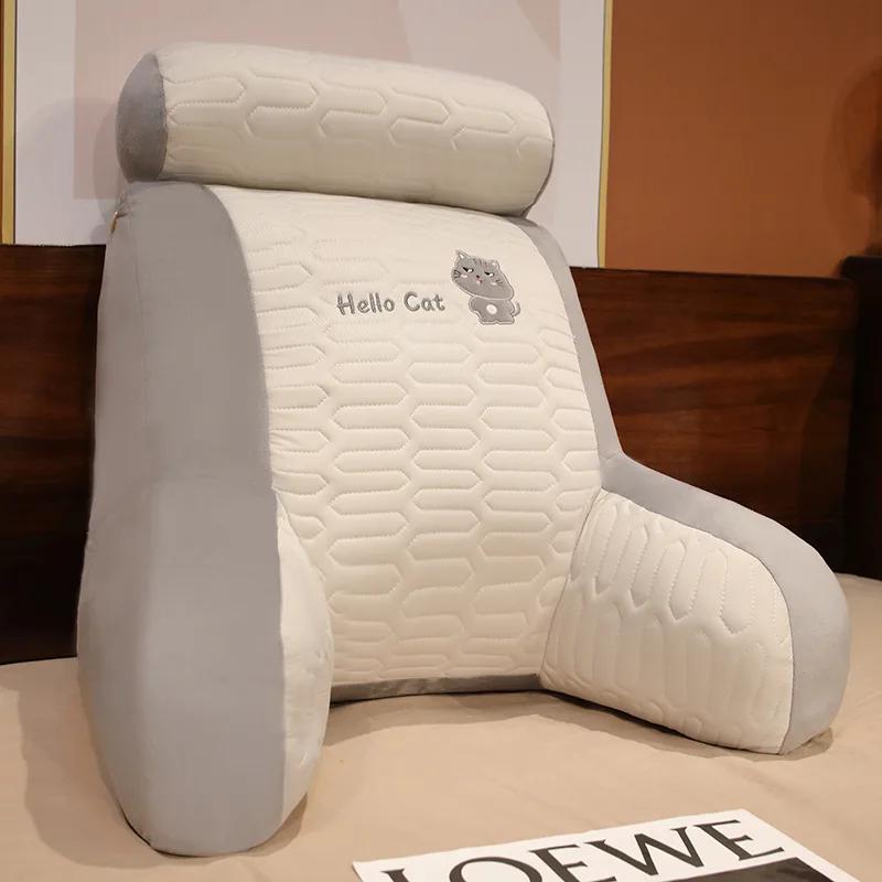 Soft Latex Pillow Headboard Cushion for Bed and Sofa Waist Lumbar Support Pillow with Extended Back Rest Breathable Cover