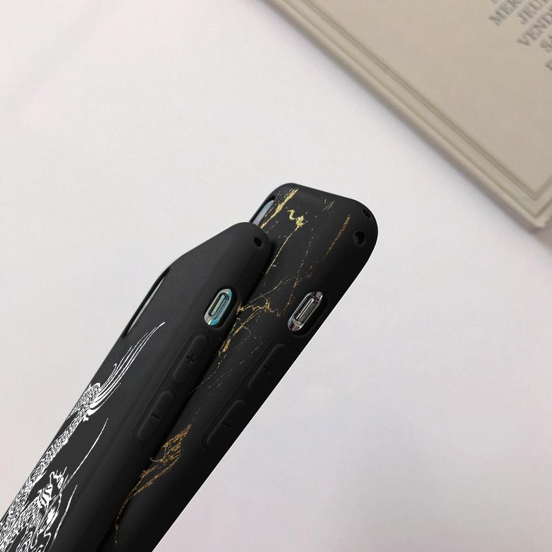 Мягкий силиконовый черный чехол с рисунком Line Chinese Loong для Xiaomi Redmi Note 13 Pro Samsung A55 A35 M35 S24 iPhone Camera Защитный противоударный чехол