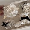 Cloth Lace Flower Hair Clip Pearl Lace Wedding Hair Clip Retro Flower Hair Rope  Wedding Bridal
