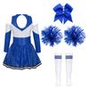 Girls Sparkling Cheerleading Outfit Off Shoulder Sequin Dress Long Sleeve Bow Headwear Hand Accessories Sport Socks