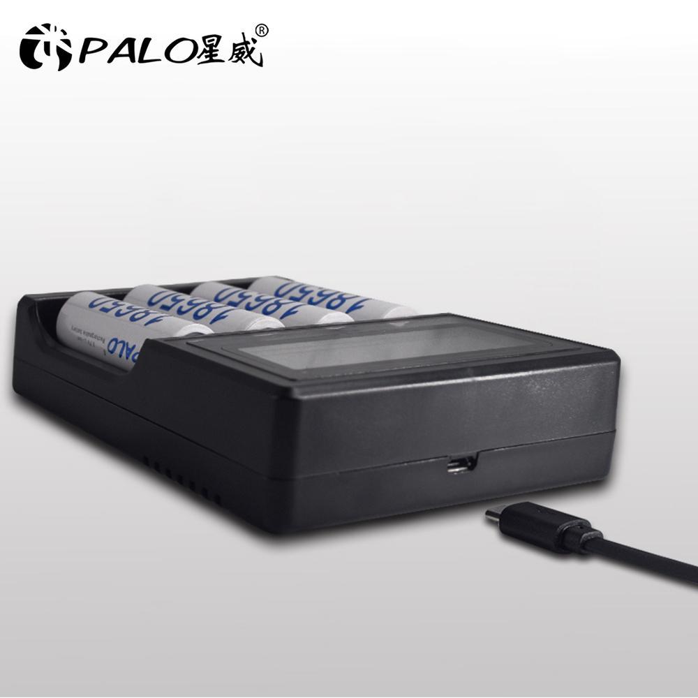 Умное зарядное устройство USB с 4 слотами, ЖК-дисплей для аккумулятора 3,7 В 14500, 18650, 26650 и т. д.