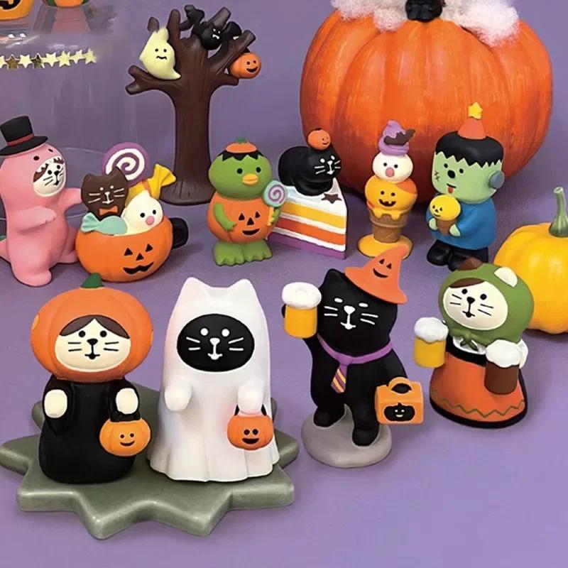 2025 Halloween Pumpkin Japanese Cat Miniature Scene Props Creative Children's Dolls Gift ZAKKA Resin Small Decoration Figurines